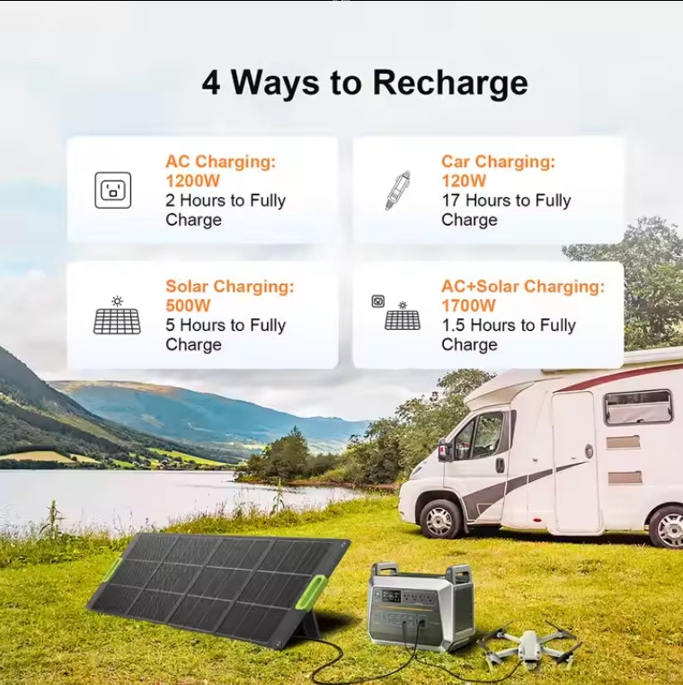 3000W Portable Solar Generator with 2000W Energy Storage Battery